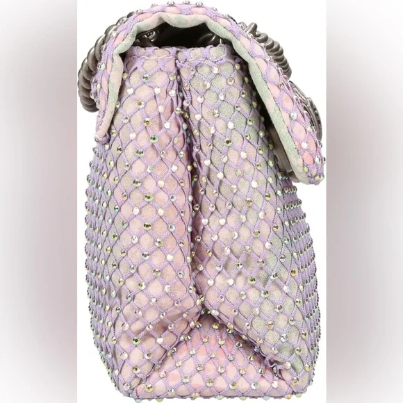 NWT Kurt Geiger London Mini Embellished Pink Rhinestone Fabric Crossbody Bag - Picture 8 of 8